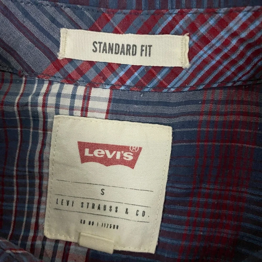 Levis Western Shirt Mens Small Peal Snap Saw Tooth Pocket Short Sleeve Red Tab